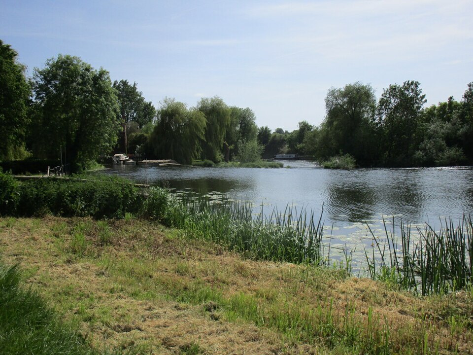 The River Avon at Welford-on-Avon, with reeds and willows